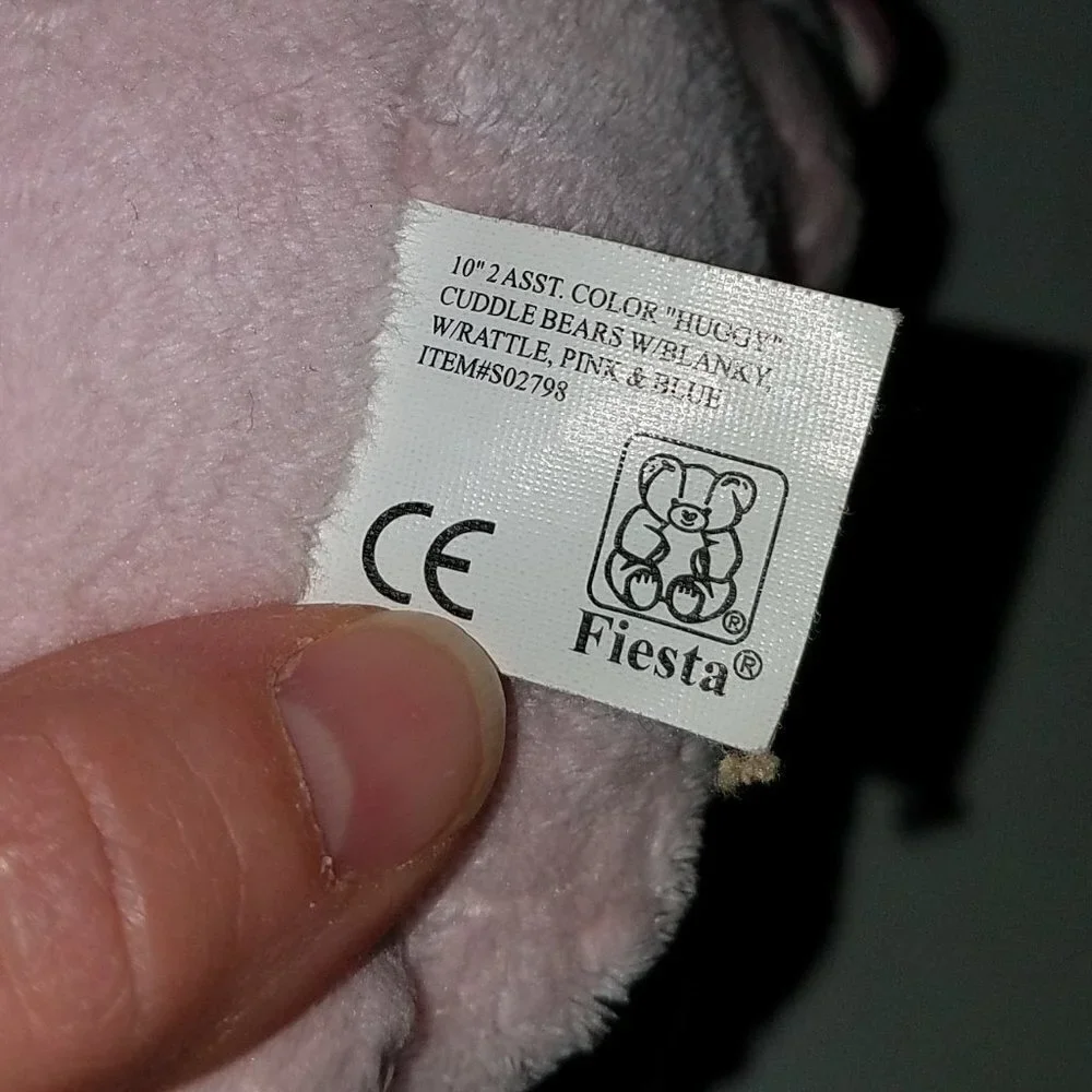 Huggy Fiesta Pink Teddy Bear Lovey Rattle Plush